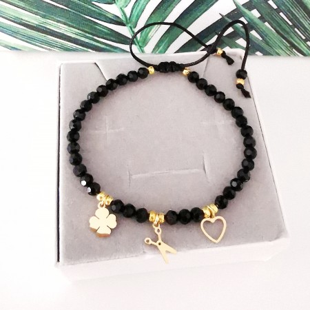 Bransoletka z nożyczkami serduszkiem i koniczynką dla fryzjera