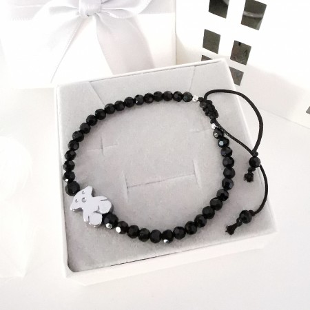 Bransoletka ze srebrnym hematytem i czarnymi Onyksami