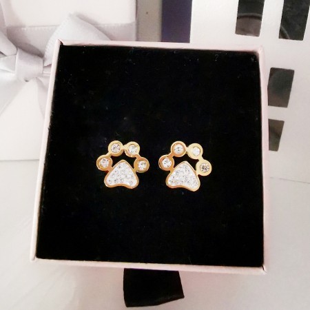 Kolczyki złote z psią łapką