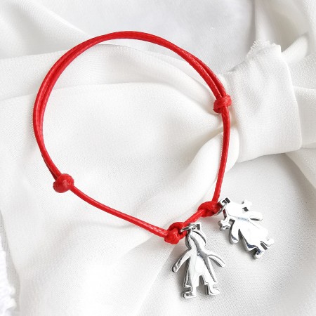 Bransoletka z zawieszką Dziecko z grawerem na sznurku srebrna