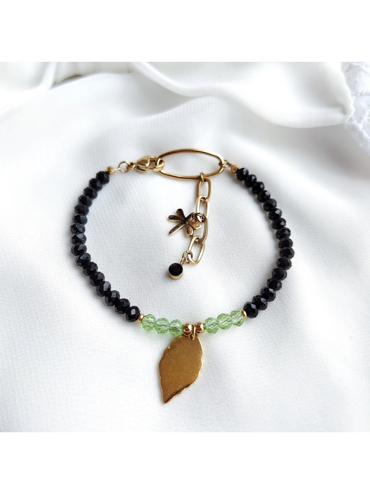 bransoletka czarno zielona z dodatkiem stali chirurgicznej bransoletka czarno zielona z dodatkiem stali chirurgicznej