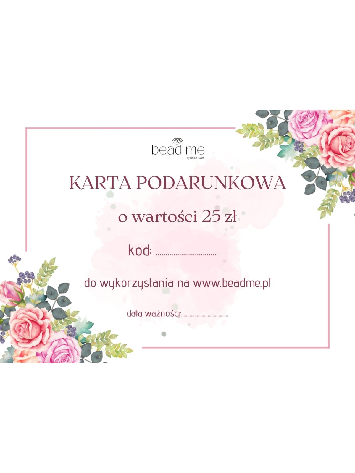 Karta Podarunkowa do sklepu z biżuterią