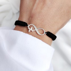 Bransoletka na sznurku pleciona Nieskończoność z linią życia makrama