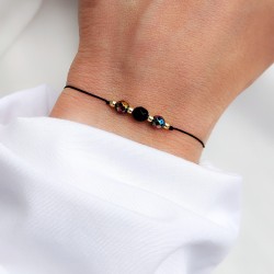 Bransoletka na sznurku z kamieni naturalnych Onyks i Hematyt