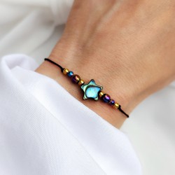 Bransoletka z Gwiazdką z muszelki Paua i z hematytem