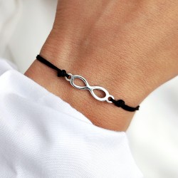 Bransoletka z zawieszką znak nieskończoności na sznurku