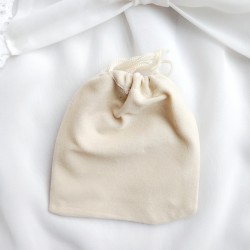 Beżowy Woreczek welurowy na biżuterię