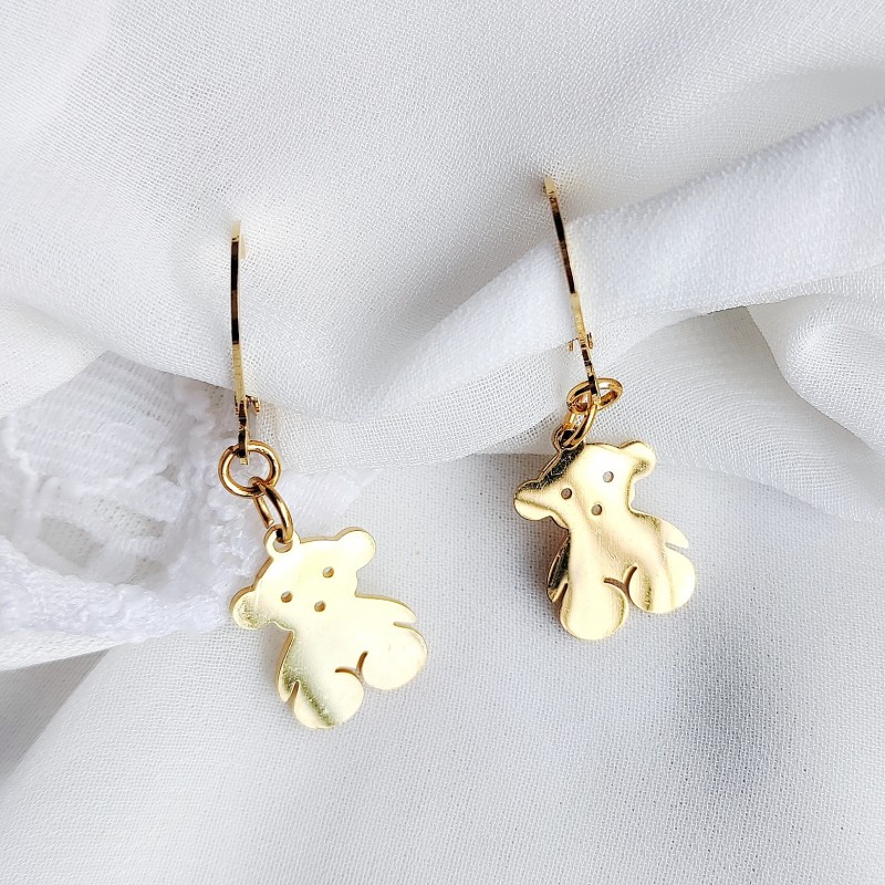 Kolczyki złote misie stal chirurgiczna Kolczyki złote misie stal chirurgiczna