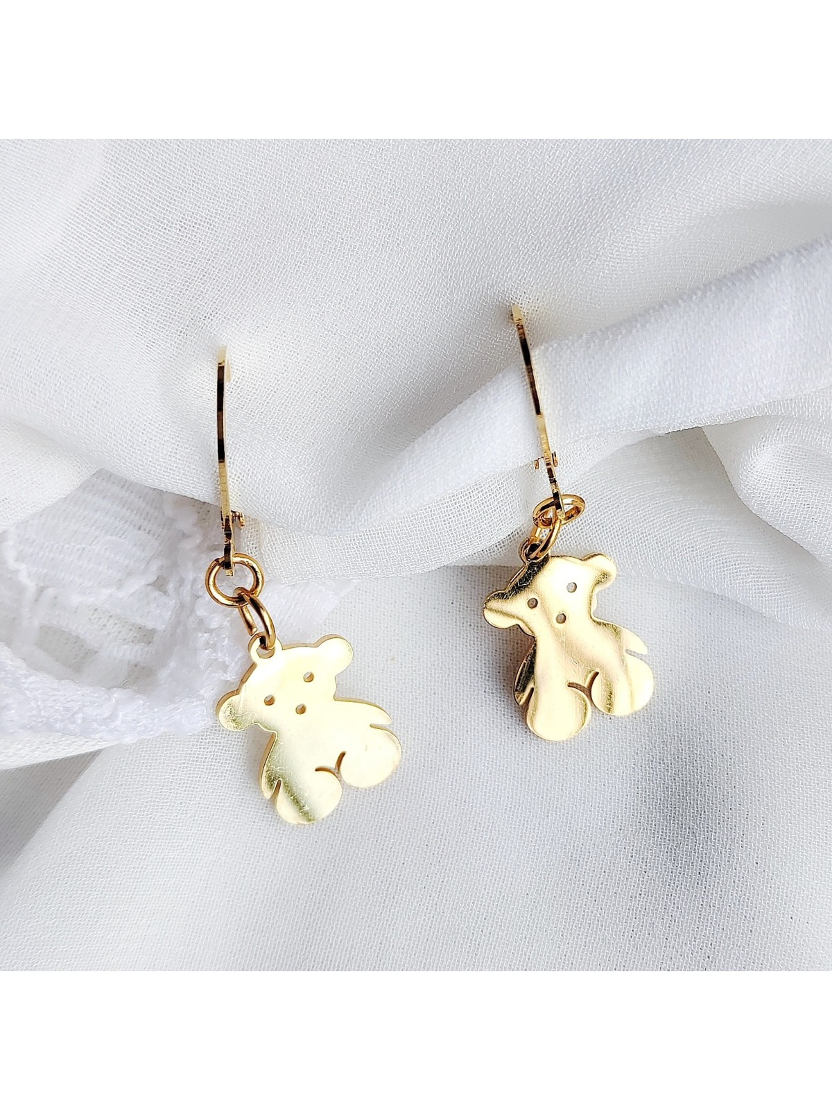 Kolczyki złote misie stal chirurgiczna Kolczyki złote misie stal chirurgiczna