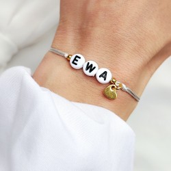 Bransoletka na sznurku z Imieniem z zawieszką serduszko