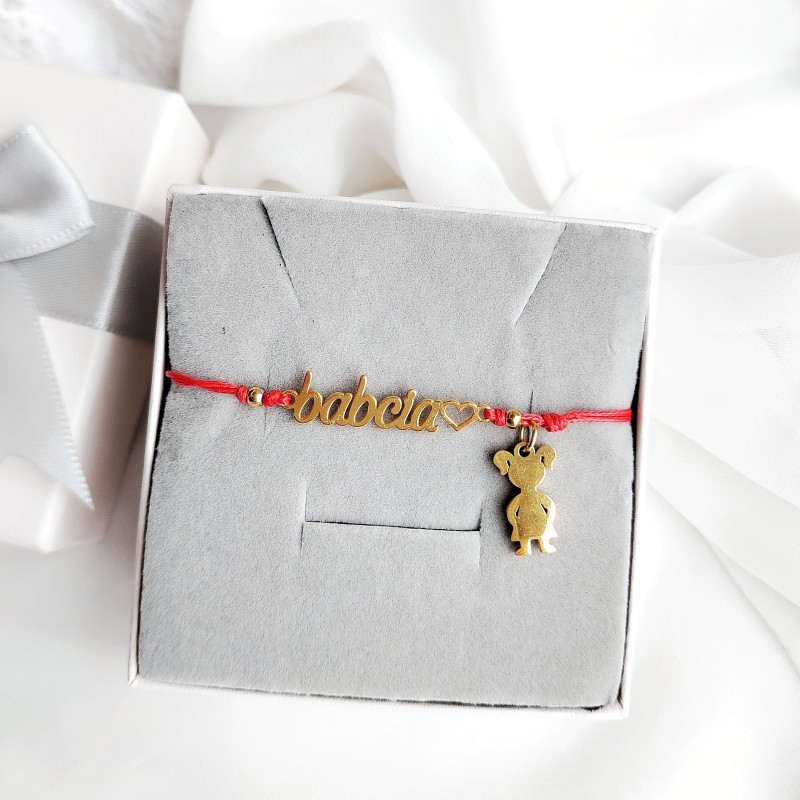 Bransoletka Babcia z Zawieszką Chłopiec lub dziewczynka z grawerem