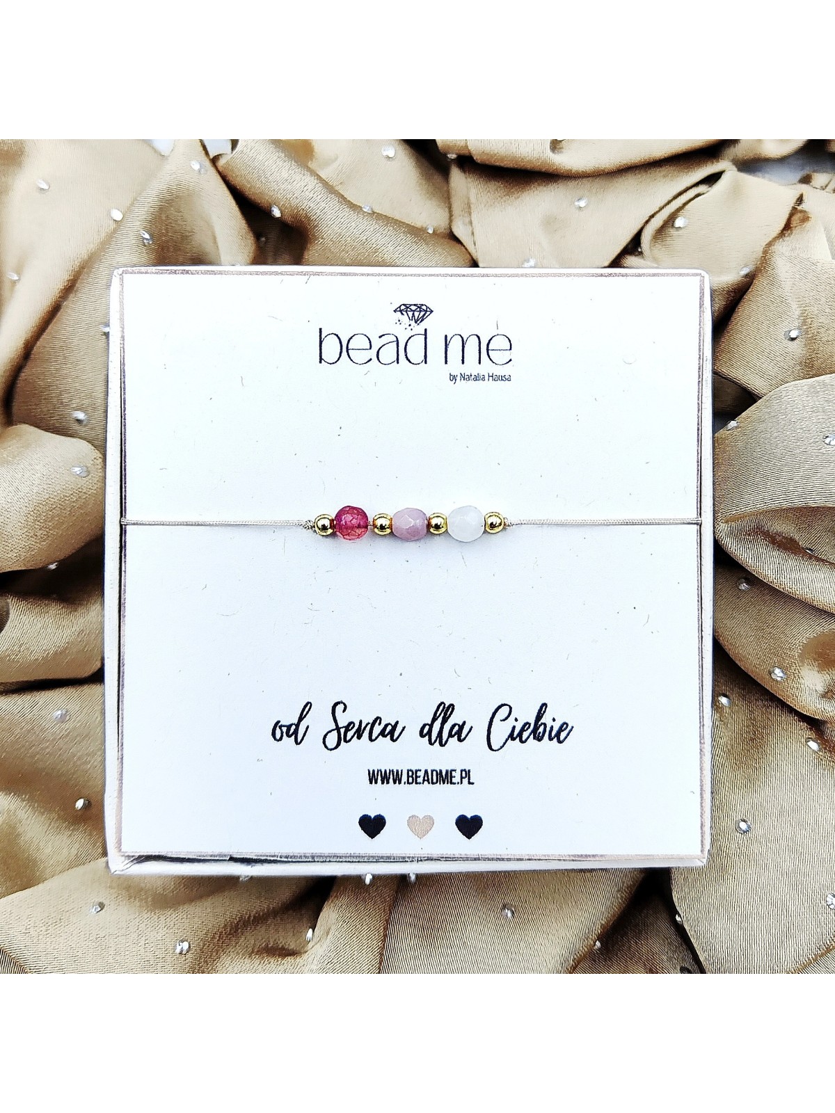 bransoletka handmade z różowym jadeitem