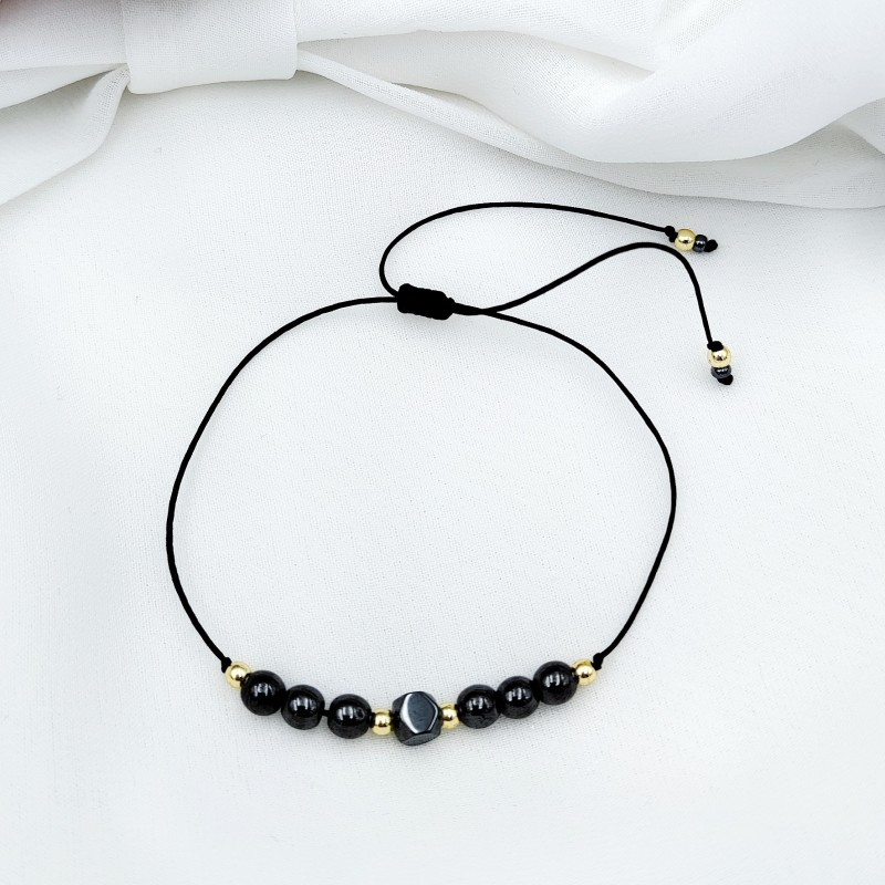 Bransoletka z grafitowym hematytem handmade