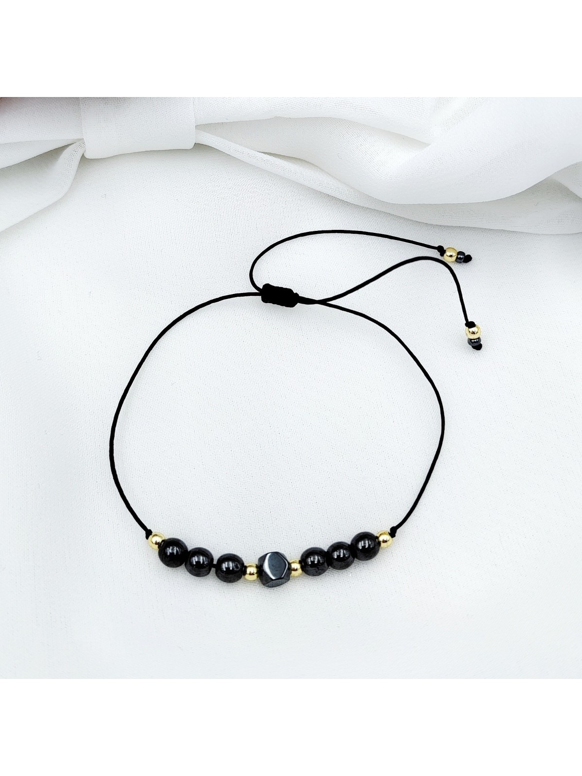 Bransoletka z grafitowym hematytem handmade