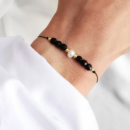 Bransoletka z kamieni onyks i perła naturalna