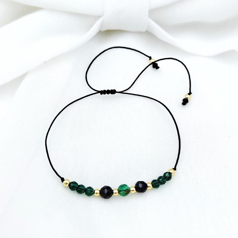 Bransoletka handmade z kamieniami Onyks Szmaragd i zielony Jadeit Bransoletka handmade z kamieniami Onyks Szmaragd i zielony Jadeit