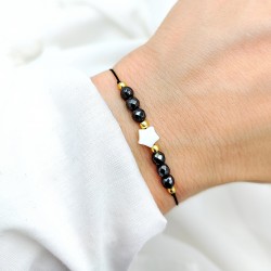 Bransoletka z delikatną perłową gwiazdką z hematytem