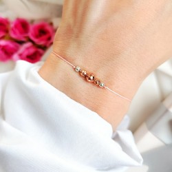 Bransoletka na sznurku z kamieni naturalnych z różowym hematytem