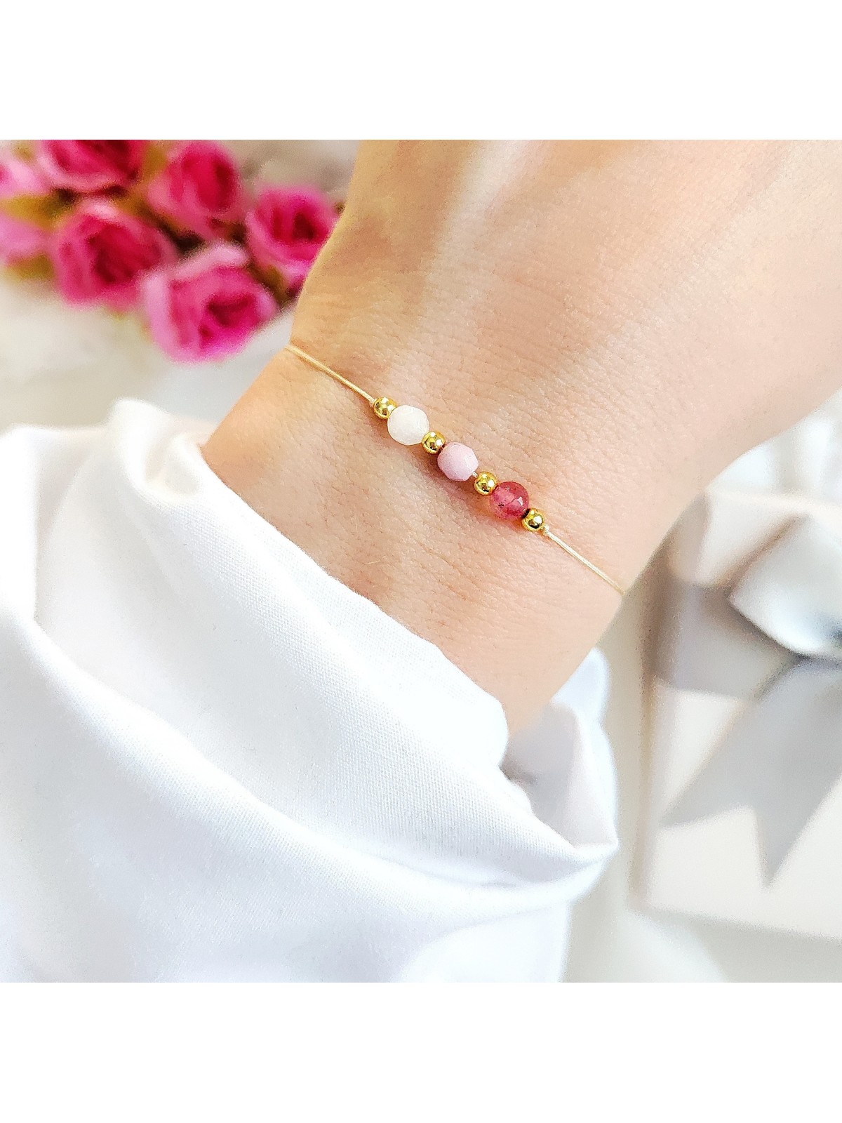 Bransoletka z jadeitem na sznurku handmade