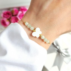 Bransoletka z motylem z masy perłowej z miętowym jadeitem