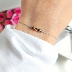 Bransoletka na sznurku z Hematytem pirytowym