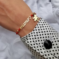 Bransoletka z napisem Mama z zawieszką z grawerem na sznurku