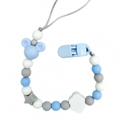 Zawieszka do smoczka niebiesko biało szara przywieszka